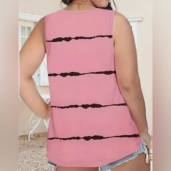 NWOT Plus Size Pink Tank Top Black Stripe - Size 22/24 - Picture 3 of 3